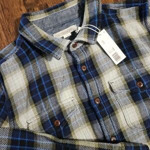 Outerknown NWT Men’s Blanket Shirt Flannel Organic Cotton Blue Grey plaid small